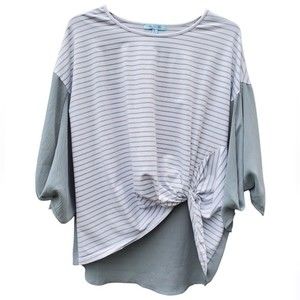 She + Sky Mint Striped Boutique Blouse
